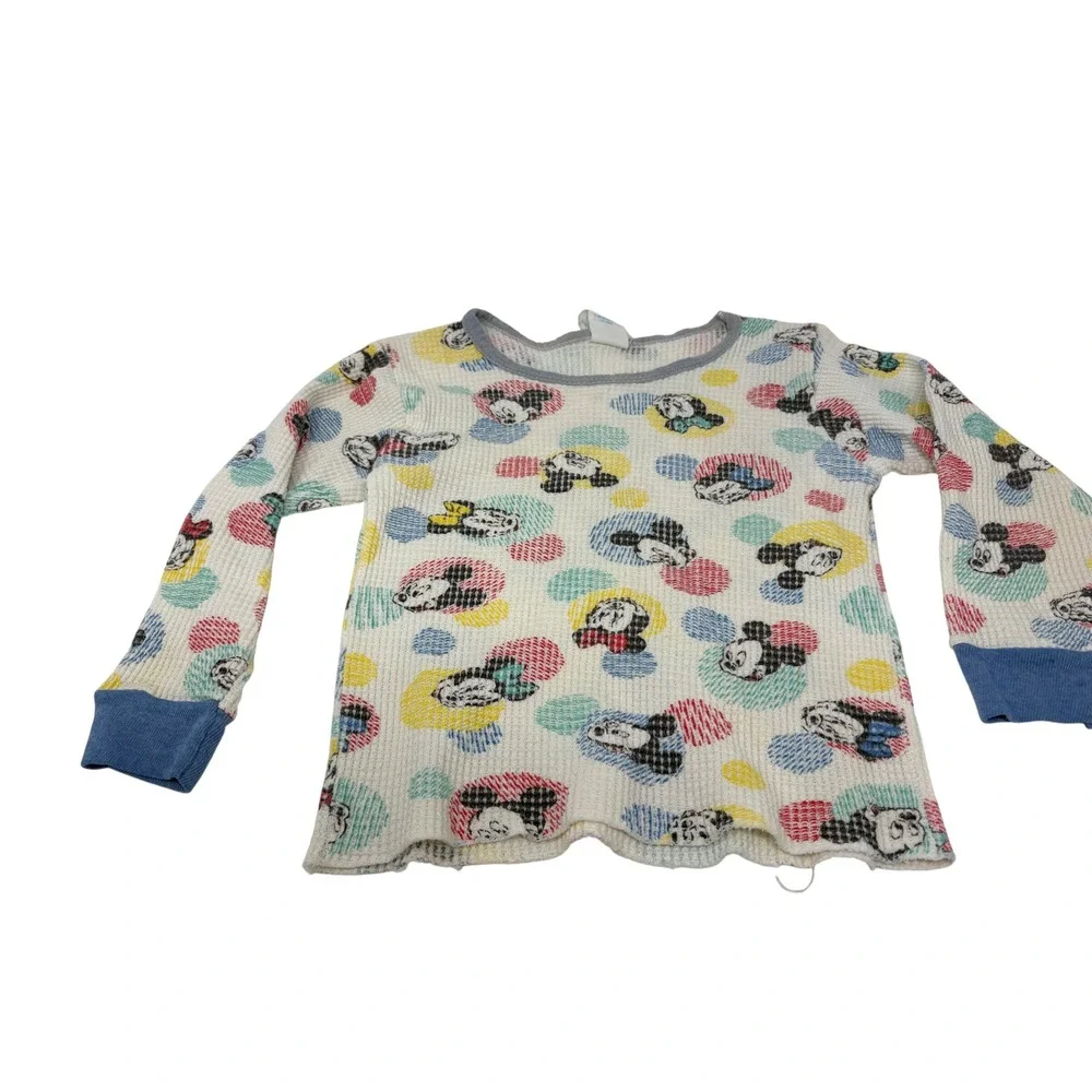Vintage Dundee Mickey Mouse Thermal Pajama Tops Set Size 4T Waffle Knit Disney
